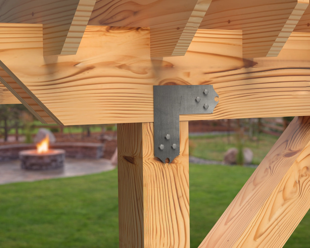 L Bracket - Colonial Style - For 4 Inch Lumber - Wood Post Brackets - construction brackets - brackets for post and beam construction - beam supports - post support - timber frame brackets - barndominium brackets - exposed beam brackets