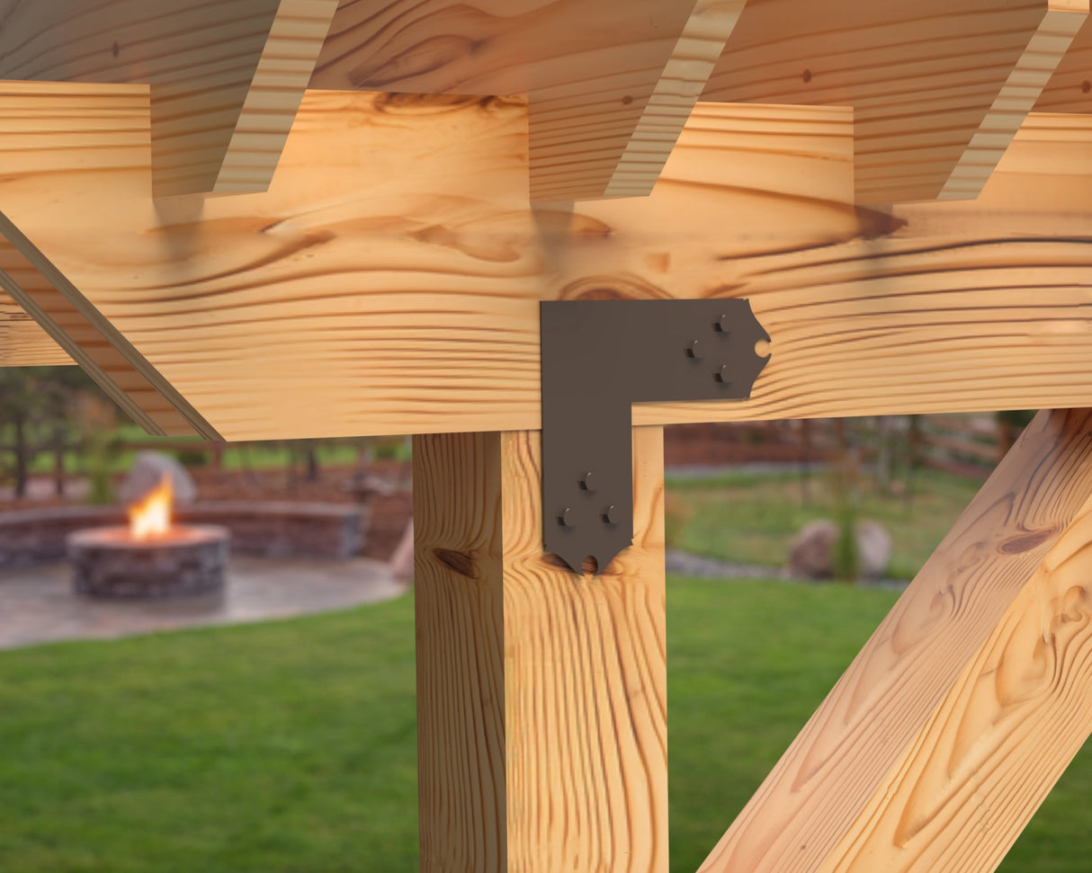 L Bracket - Colonial Style - For 4 Inch Lumber - Wood Post Brackets - construction brackets - brackets for post and beam construction - beam supports - post support - timber frame brackets - barndominium brackets - exposed beam brackets