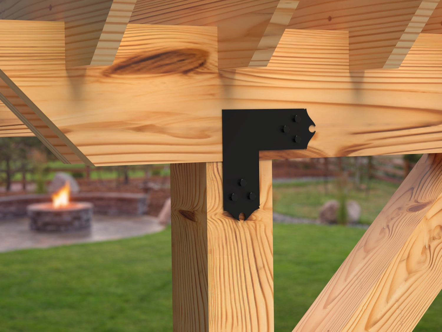 L Bracket - Colonial Style - For 4 Inch Lumber - Wood Post Brackets - construction brackets - brackets for post and beam construction - beam supports - post support - timber frame brackets - barndominium brackets - exposed beam brackets