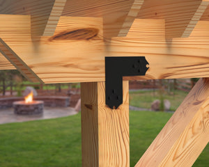 L Bracket - Colonial Style - For 4 Inch Lumber - Wood Post Brackets - construction brackets - brackets for post and beam construction - beam supports - post support - timber frame brackets - barndominium brackets - exposed beam brackets