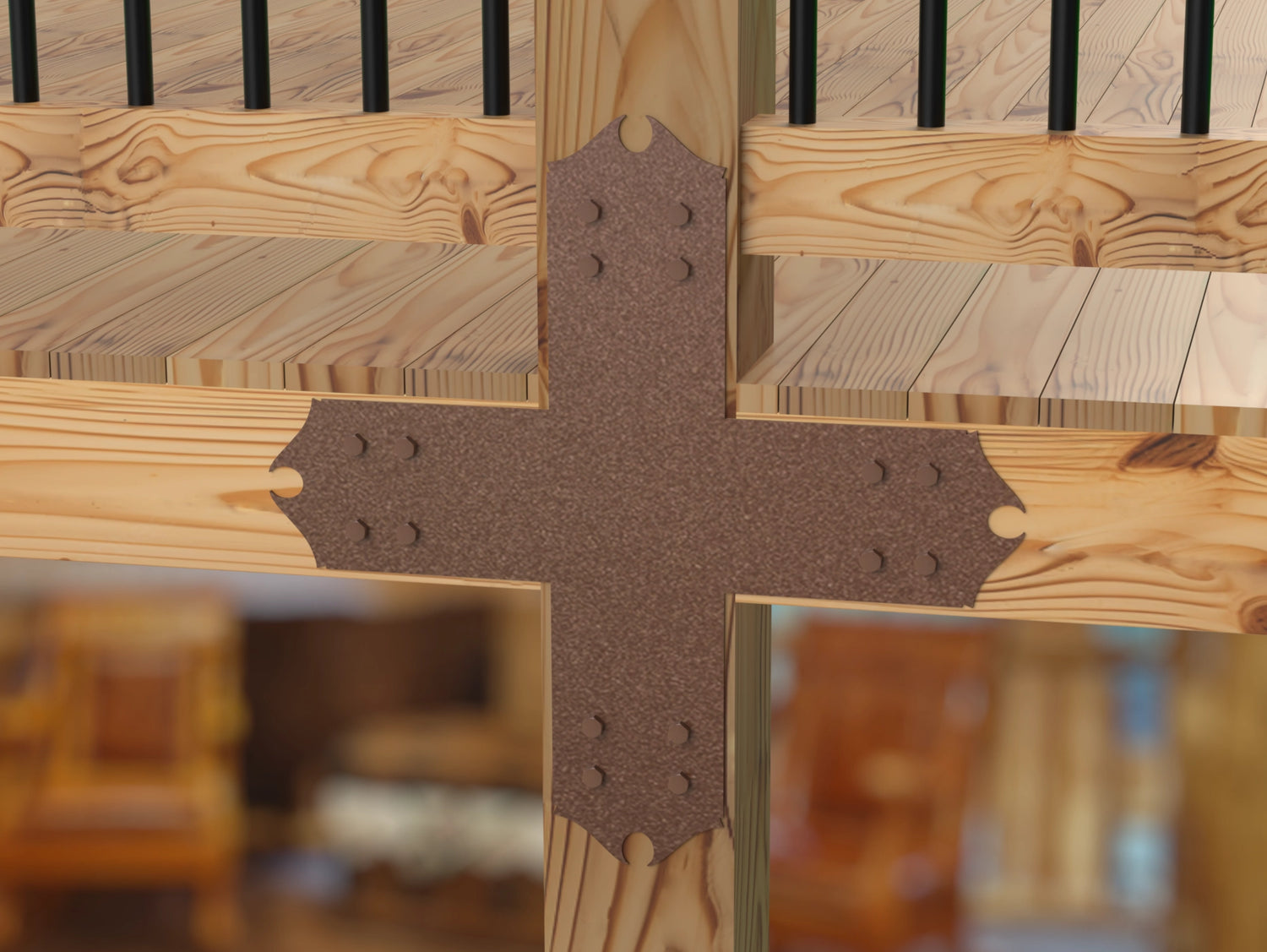 X Bracket - Colonial Style - For 8 Inch Lumber - Wood Post Brackets - construction brackets - brackets for post and beam construction - beam supports - post support - timber frame brackets - barndominium brackets - exposed beam brackets