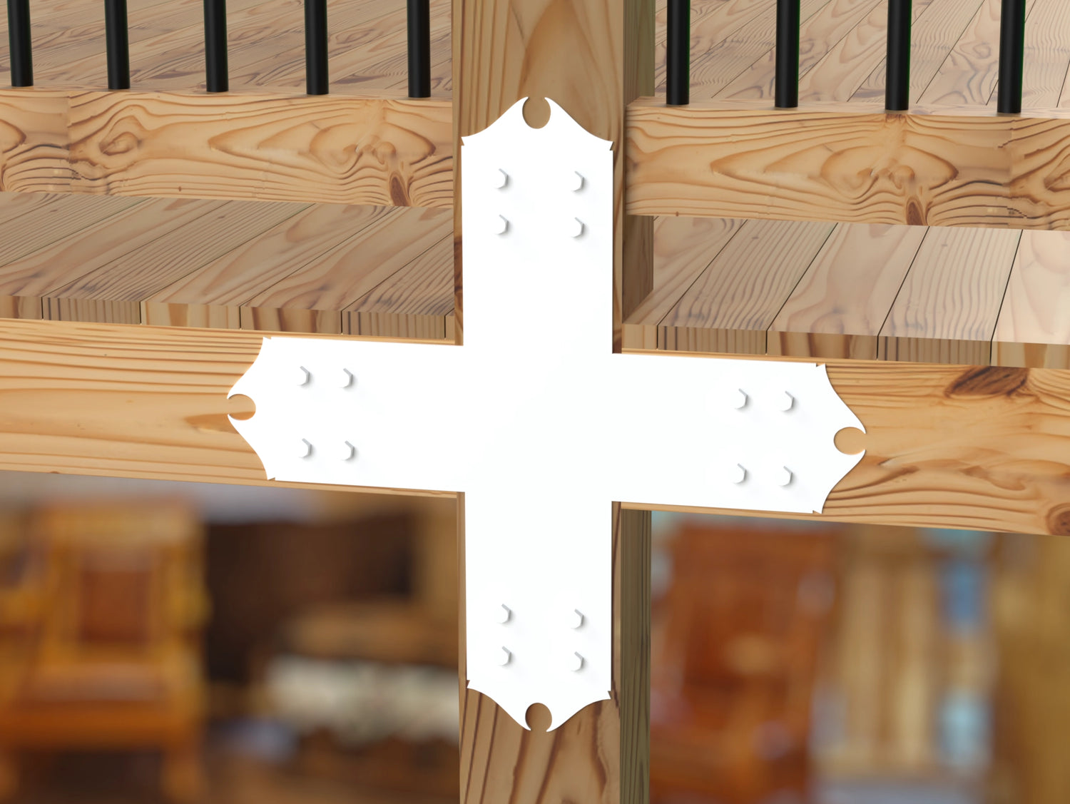 X Bracket - Colonial Style - For 8 Inch Lumber - Wood Post Brackets - construction brackets - brackets for post and beam construction - beam supports - post support - timber frame brackets - barndominium brackets - exposed beam brackets
