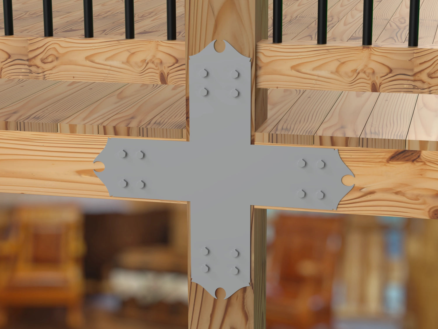 X Bracket - Colonial Style - For 8 Inch Lumber - Wood Post Brackets - construction brackets - brackets for post and beam construction - beam supports - post support - timber frame brackets - barndominium brackets - exposed beam brackets