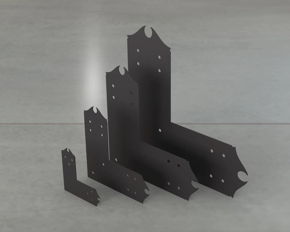 Colonial Style L Brackets - Various Sizes - Wood Post Brackets - construction brackets - brackets for post and beam construction - beam supports - post support - timber frame brackets - barndominium brackets - exposed beam brackets