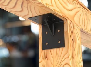 Corner Bracket with Heavy Duty Flange - For 4" and 6" Post - Wood Post Brackets - construction brackets - brackets for post and beam construction - beam supports - post support - timber frame brackets - post frame buildings - barndominium brackets - exposed beam brackets