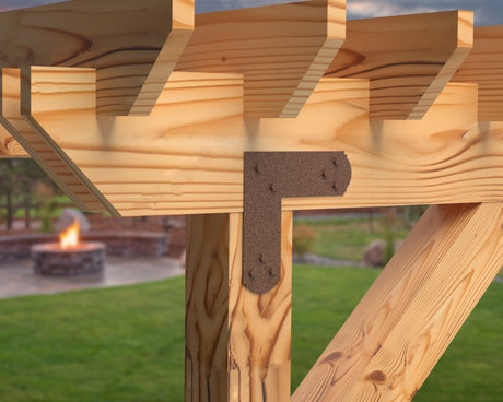 L Bracket - Crowned Style - For 4 Inch Lumber - Wood Post Brackets - construction brackets - brackets for post and beam construction - beam supports - post support - timber frame brackets - barndominium brackets - exposed beam brackets