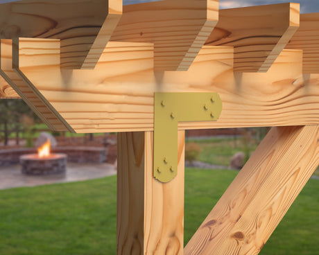 L Bracket - Crowned Style - For 4 Inch Lumber - Wood Post Brackets - construction brackets - brackets for post and beam construction - beam supports - post support - timber frame brackets - barndominium brackets - exposed beam brackets