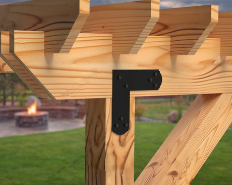 L Bracket - Crowned Style - For 4 Inch Lumber - Wood Post Brackets - construction brackets - brackets for post and beam construction - beam supports - post support - timber frame brackets - barndominium brackets - exposed beam brackets
