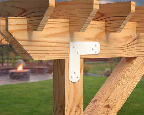 L Bracket - Crowned Style - For 4 Inch Lumber - Wood Post Brackets - construction brackets - brackets for post and beam construction - beam supports - post support - timber frame brackets - barndominium brackets - exposed beam brackets