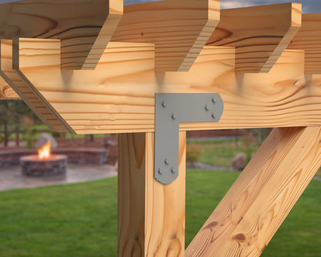 L Bracket - Crowned Style - For 4 Inch Lumber - Wood Post Brackets - construction brackets - brackets for post and beam construction - beam supports - post support - timber frame brackets - barndominium brackets - exposed beam brackets