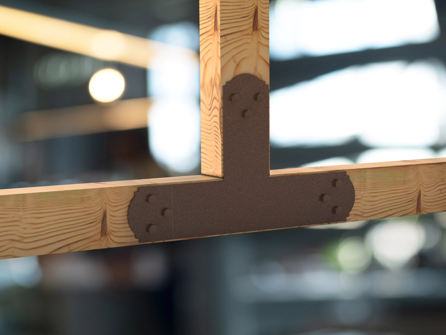 T Bracket - Crowned Style - For 4 Inch Lumber - Wood Post Brackets - construction brackets - brackets for post and beam construction - beam supports - post support - timber frame brackets - barndominium brackets - exposed beam brackets