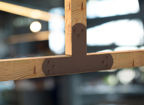 T Bracket - Crowned Style - For 4 Inch Lumber - Wood Post Brackets - construction brackets - brackets for post and beam construction - beam supports - post support - timber frame brackets - barndominium brackets - exposed beam brackets