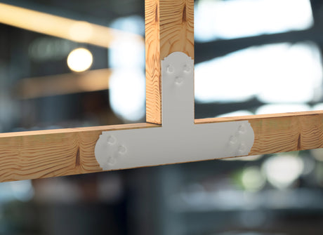 T Bracket - Crowned Style - For 4 Inch Lumber - Wood Post Brackets - construction brackets - brackets for post and beam construction - beam supports - post support - timber frame brackets - barndominium brackets - exposed beam brackets