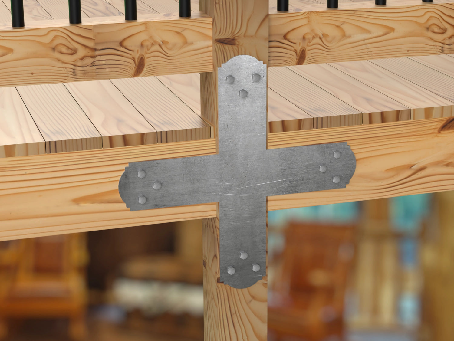 X Bracket - Crowned Style - For 4 Inch Lumber - Wood Post Brackets - construction brackets - brackets for post and beam construction - beam supports - post support - timber frame brackets - barndominium brackets - exposed beam brackets