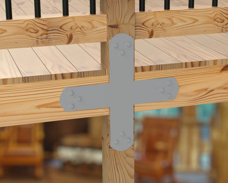X Bracket - Crowned Style - For 4 Inch Lumber - Wood Post Brackets - construction brackets - brackets for post and beam construction - beam supports - post support - timber frame brackets - barndominium brackets - exposed beam brackets