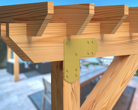 L Bracket - Crowned Style - For 8 Inch Lumber - Wood Post Brackets - construction brackets - brackets for post and beam construction - beam supports - post support - timber frame brackets - barndominium brackets - exposed beam brackets