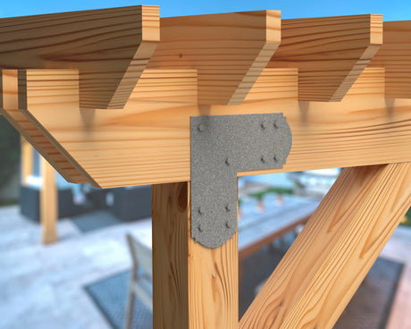 L Bracket - Crowned Style - For 8 Inch Lumber - Wood Post Brackets - construction brackets - brackets for post and beam construction - beam supports - post support - timber frame brackets - barndominium brackets - exposed beam brackets