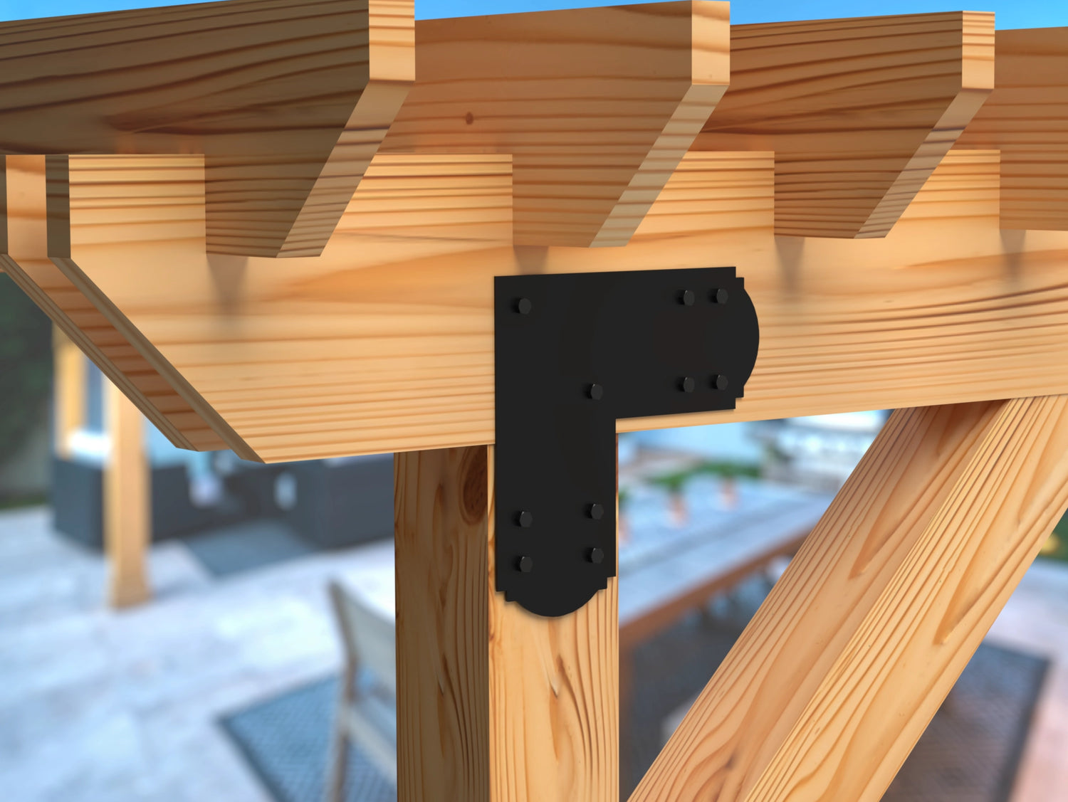 L Bracket - Crowned Style - For 8 Inch Lumber - Wood Post Brackets - construction brackets - brackets for post and beam construction - beam supports - post support - timber frame brackets - barndominium brackets - exposed beam brackets