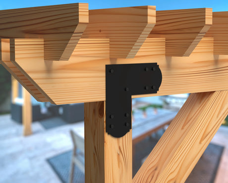 L Bracket - Crowned Style - For 8 Inch Lumber - Wood Post Brackets - construction brackets - brackets for post and beam construction - beam supports - post support - timber frame brackets - barndominium brackets - exposed beam brackets
