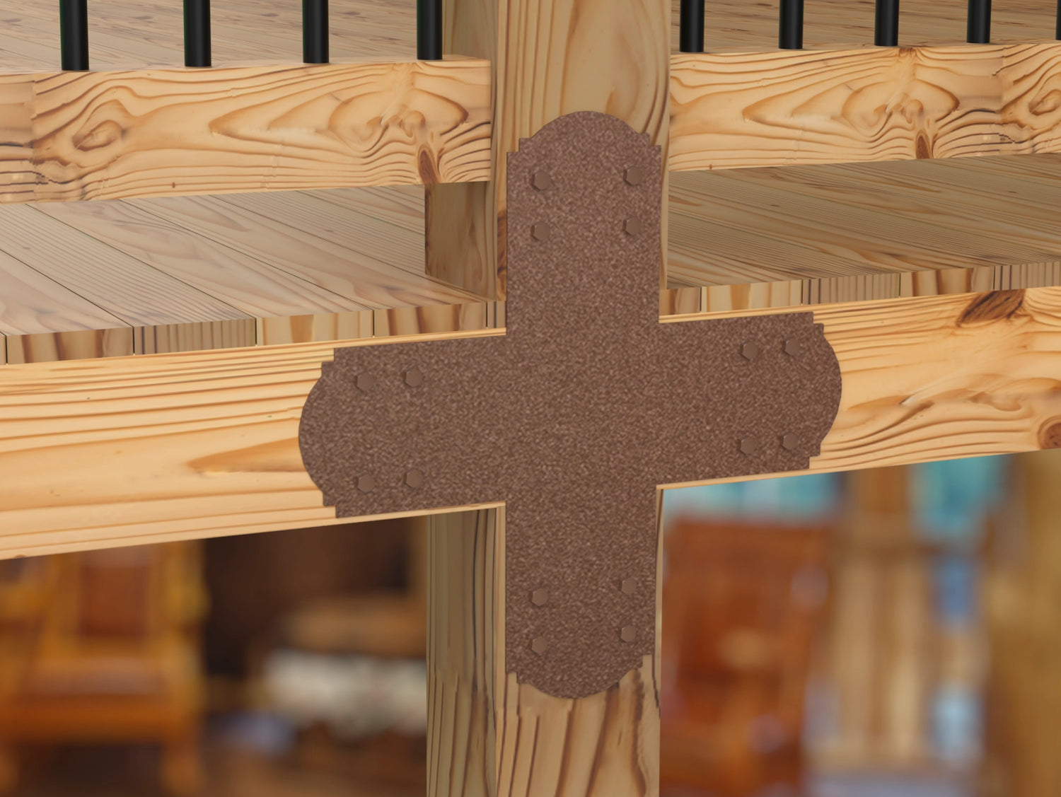 X Bracket - Crowned Style - For 8 Inch Lumber - Wood Post Brackets - construction brackets - brackets for post and beam construction - beam supports - post support - timber frame brackets - barndominium brackets - exposed beam brackets