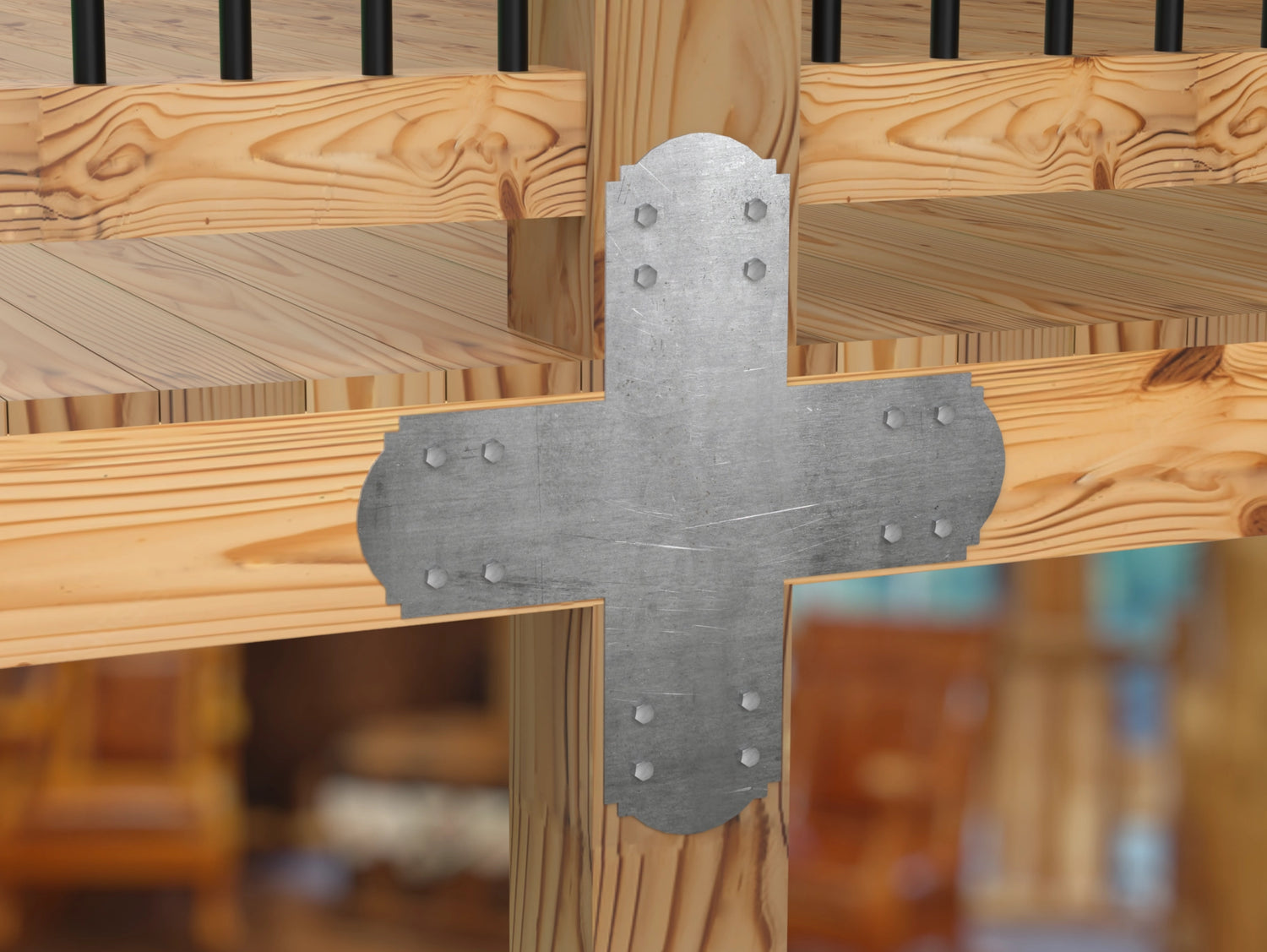 X Bracket - Crowned Style - For 8 Inch Lumber - Wood Post Brackets - construction brackets - brackets for post and beam construction - beam supports - post support - timber frame brackets - barndominium brackets - exposed beam brackets