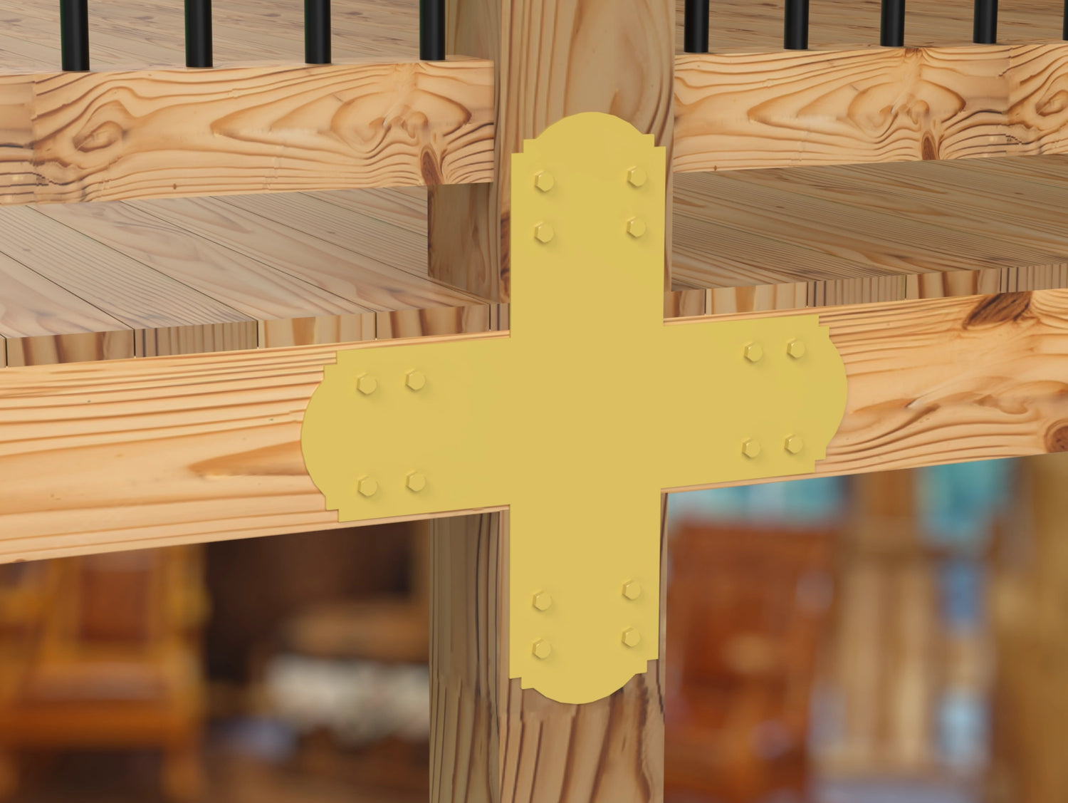X Bracket - Crowned Style - For 8 Inch Lumber - Wood Post Brackets - construction brackets - brackets for post and beam construction - beam supports - post support - timber frame brackets - barndominium brackets - exposed beam brackets