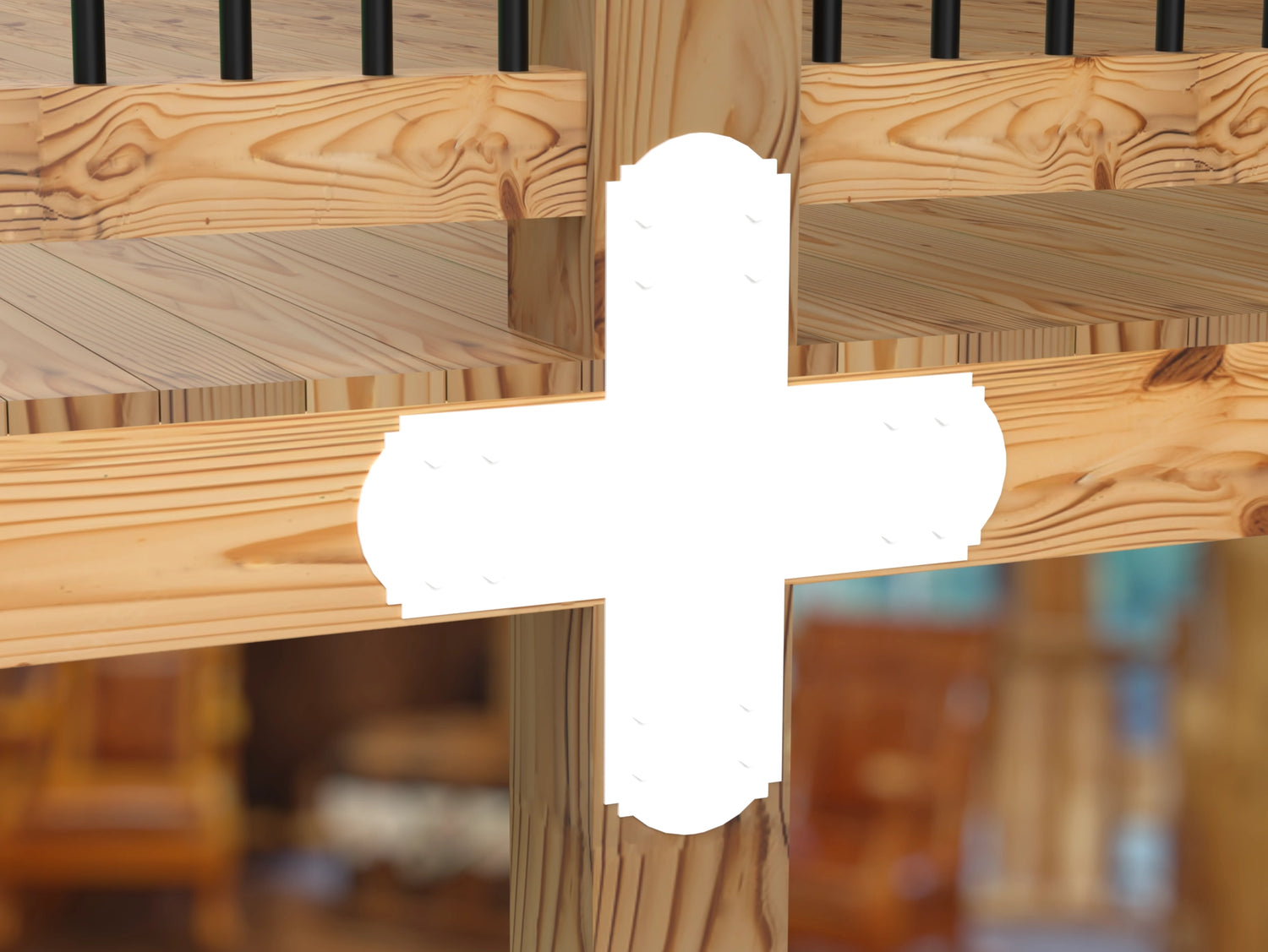 X Bracket - Crowned Style - For 8 Inch Lumber - Wood Post Brackets - construction brackets - brackets for post and beam construction - beam supports - post support - timber frame brackets - barndominium brackets - exposed beam brackets