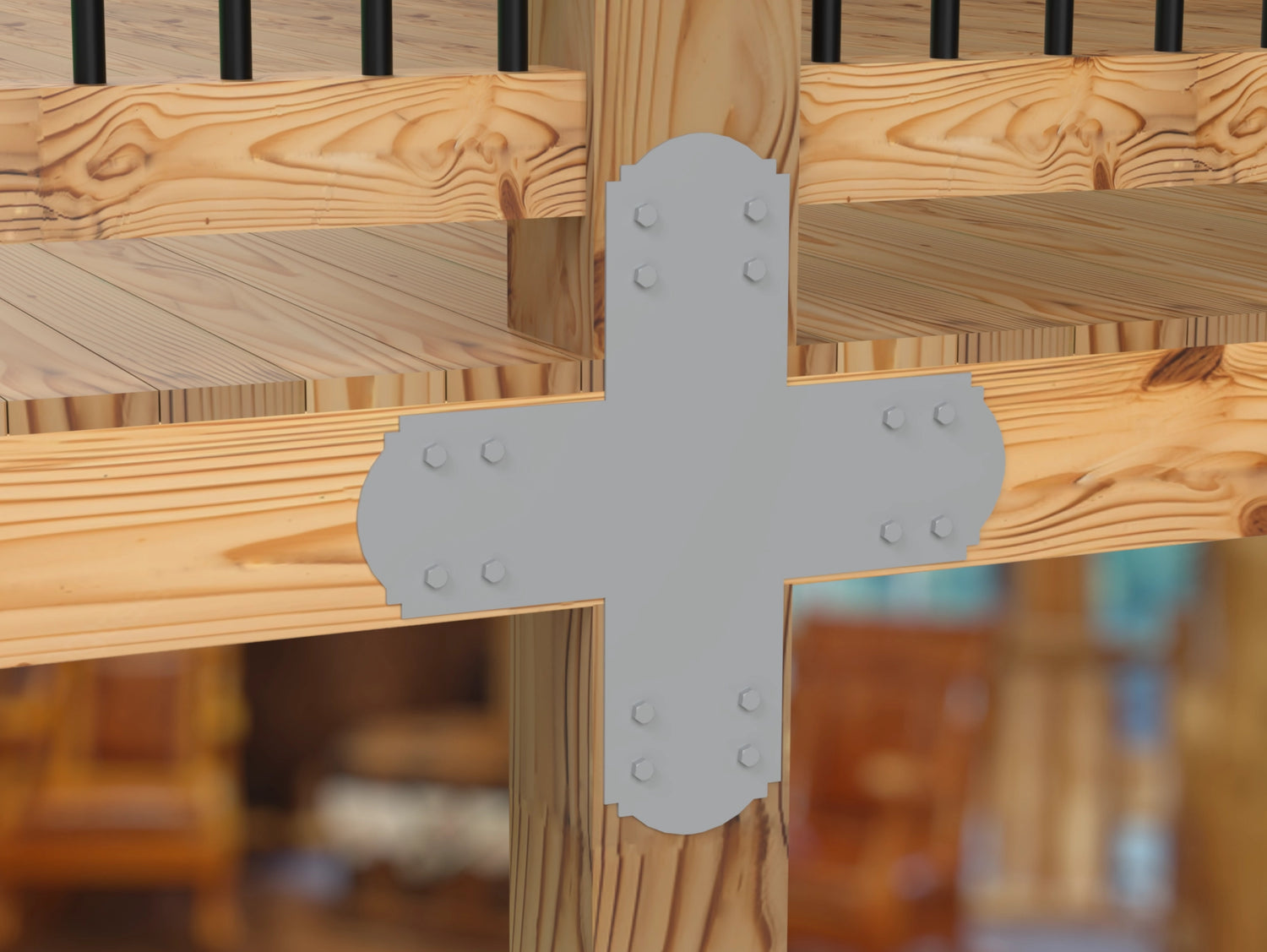 X Bracket - Crowned Style - For 8 Inch Lumber - Wood Post Brackets - construction brackets - brackets for post and beam construction - beam supports - post support - timber frame brackets - barndominium brackets - exposed beam brackets
