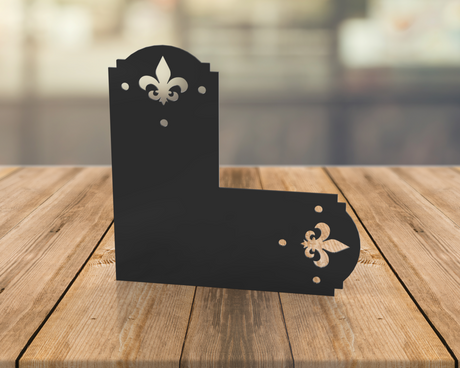 L Bracket - Crowned Fleur De Lis - For 6 Inch Lumber - Wood Post Brackets - construction materials - building supposrts - beam supports - post support - timber frame brackets - wood frame buildings - post frame buildings - barndominium brackets - exposed beam brackets