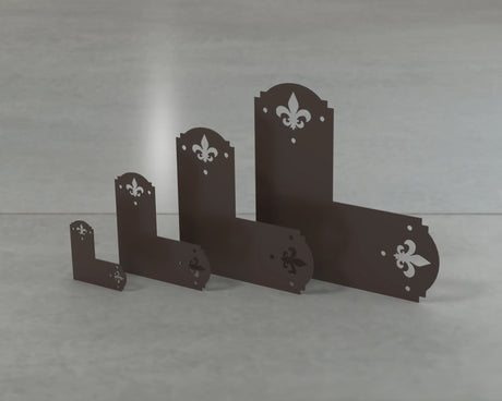 Crowned Fleur De Lis Style L Brackets - Various Sizes - Wood Post Brackets - construction brackets - brackets for post and beam construction - beam supports - post support - timber frame brackets - barndominium brackets - exposed beam brackets