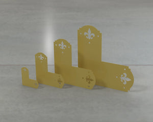 Crowned Fleur De Lis Style L Brackets - Various Sizes - Wood Post Brackets - construction brackets - brackets for post and beam construction - beam supports - post support - timber frame brackets - barndominium brackets - exposed beam brackets