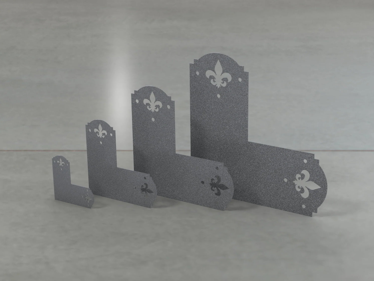 Crowned Fleur De Lis Style L Brackets - Various Sizes - Wood Post Brackets - construction brackets - brackets for post and beam construction - beam supports - post support - timber frame brackets - barndominium brackets - exposed beam brackets