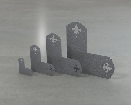 Crowned Fleur De Lis Style L Brackets - Various Sizes - Wood Post Brackets - construction brackets - brackets for post and beam construction - beam supports - post support - timber frame brackets - barndominium brackets - exposed beam brackets