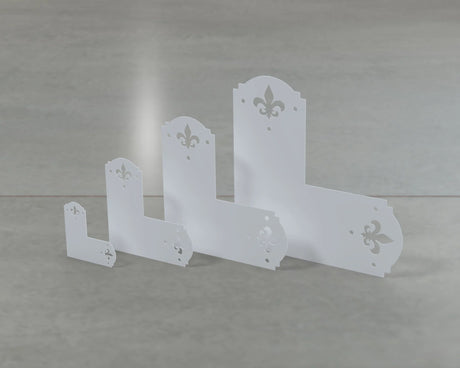 Crowned Fleur De Lis Style L Brackets - Various Sizes - Wood Post Brackets - construction brackets - brackets for post and beam construction - beam supports - post support - timber frame brackets - barndominium brackets - exposed beam brackets
