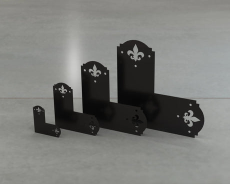 Crowned Fleur De Lis Style L Brackets - Various Sizes - Wood Post Brackets - construction brackets - brackets for post and beam construction - beam supports - post support - timber frame brackets - barndominium brackets - exposed beam brackets