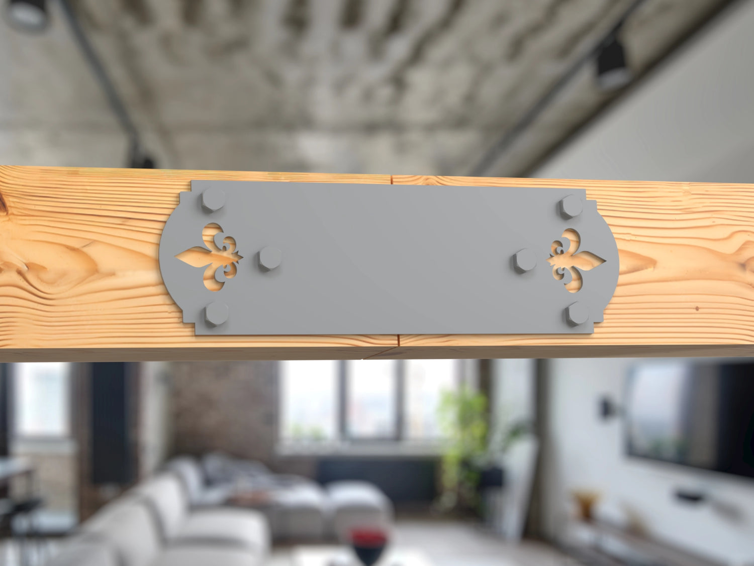 Straight Bracket - Crowned Fleur De Lis - For 8 Inch Lumber - Wood Post Brackets - construction brackets - brackets for post and beam construction - beam supports - post support - timber frame brackets - barndominium brackets - exposed beam brackets