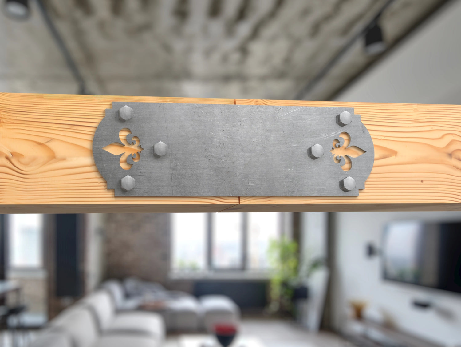 Straight Bracket - Crowned Fleur De Lis - For 8 Inch Lumber - Wood Post Brackets - construction brackets - brackets for post and beam construction - beam supports - post support - timber frame brackets - barndominium brackets - exposed beam brackets