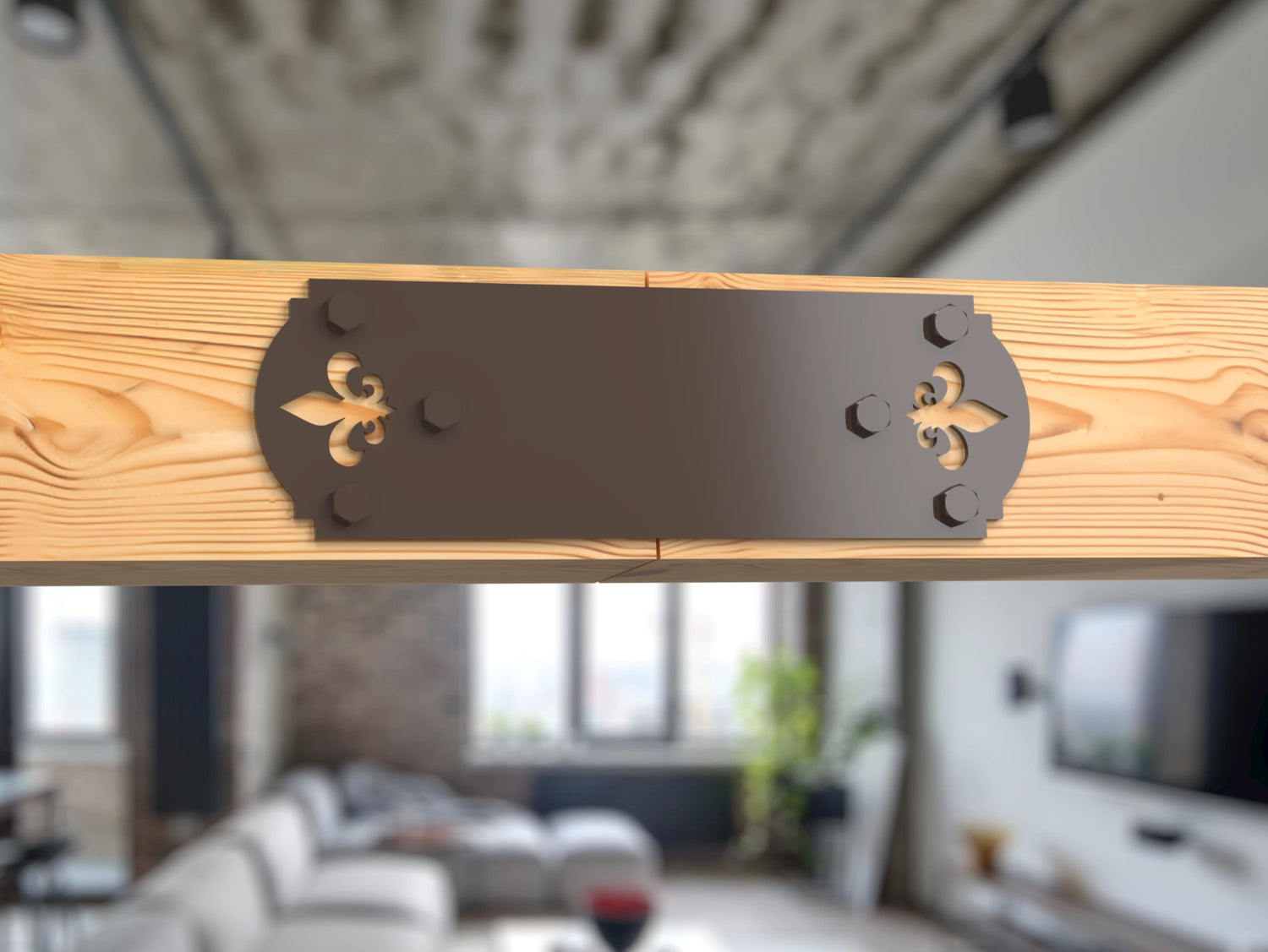 Straight Bracket - Crowned Fleur De Lis - For 8 Inch Lumber - Wood Post Brackets - construction brackets - brackets for post and beam construction - beam supports - post support - timber frame brackets - barndominium brackets - exposed beam brackets