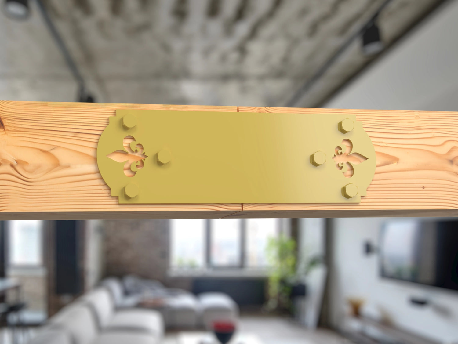 Straight Bracket - Crowned Fleur De Lis - For 8 Inch Lumber - Wood Post Brackets - construction brackets - brackets for post and beam construction - beam supports - post support - timber frame brackets - barndominium brackets - exposed beam brackets