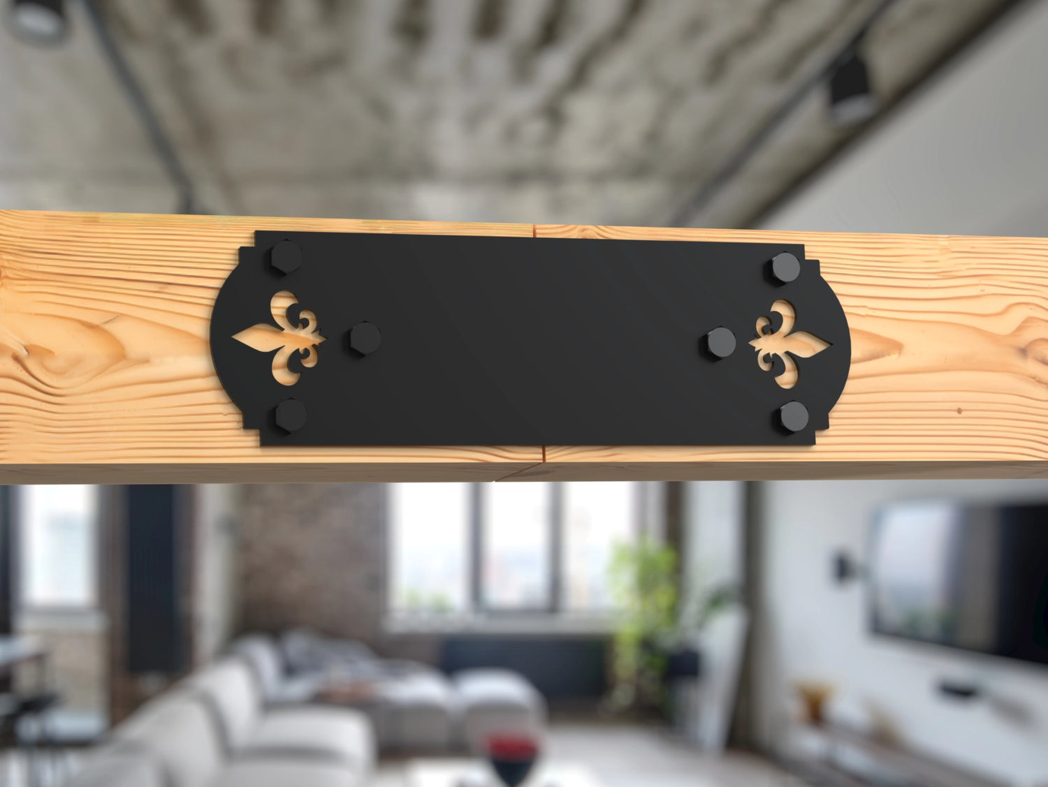 Straight Bracket - Crowned Fleur De Lis - For 8 Inch Lumber - Wood Post Brackets - construction brackets - brackets for post and beam construction - beam supports - post support - timber frame brackets - barndominium brackets - exposed beam brackets