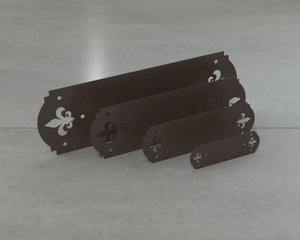 Crowned Fleur De Lis Style Straight Brackets - Various Sizes - Wood Post Brackets - construction brackets - brackets for post and beam construction - beam supports - post support - timber frame brackets - barndominium brackets - exposed beam brackets