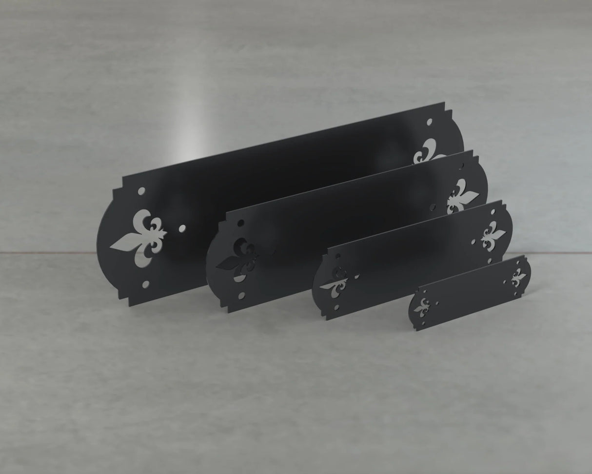 Crowned Fleur De Lis Style Straight Brackets - Various Sizes - Wood Post Brackets - construction brackets - brackets for post and beam construction - beam supports - post support - timber frame brackets - barndominium brackets - exposed beam brackets