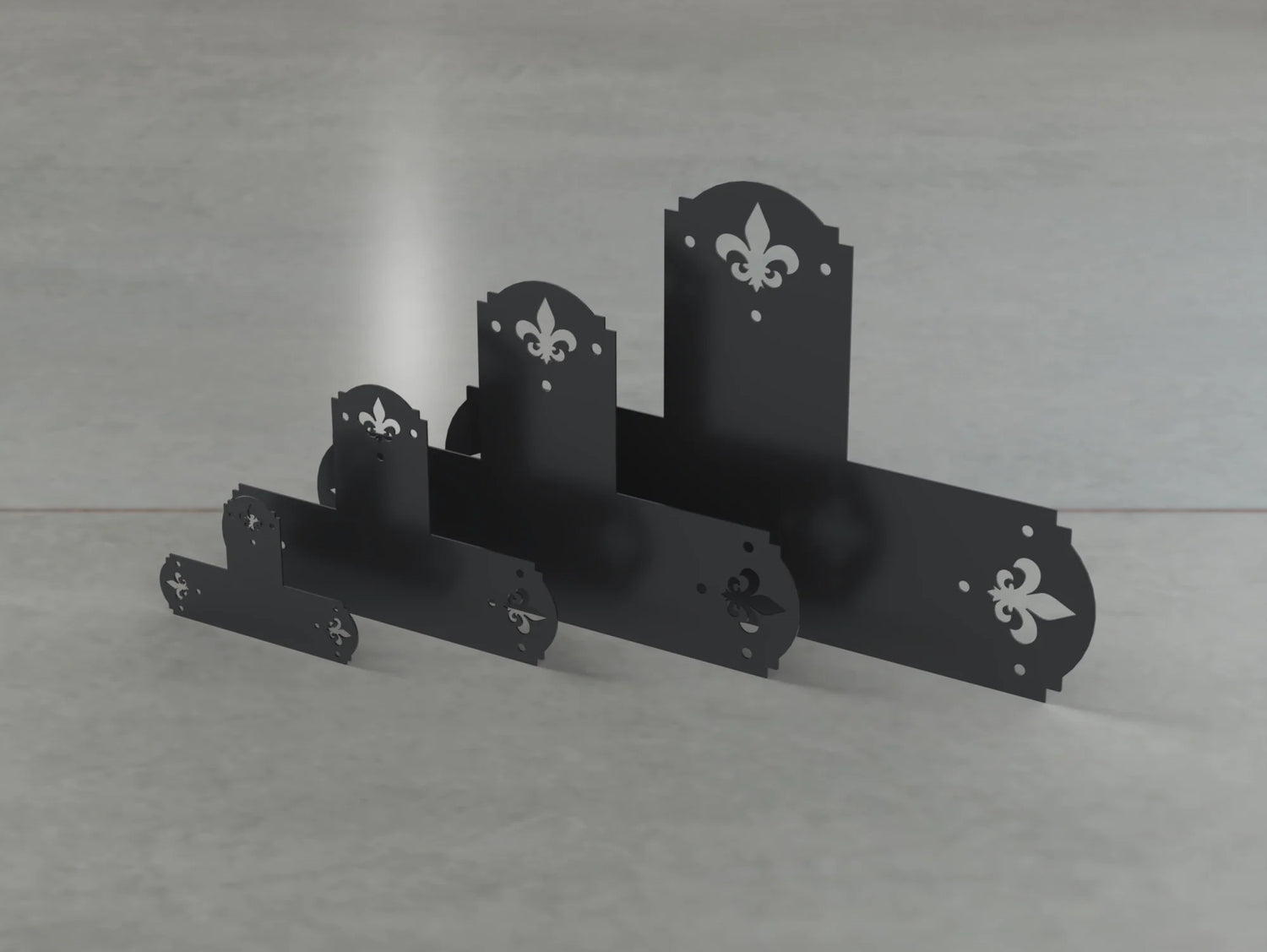 Crowned Fleur De Lis Style T Brackets - Various Sizes - Wood Post Brackets - construction brackets - brackets for post and beam construction - beam supports - post support - timber frame brackets - barndominium brackets - exposed beam brackets