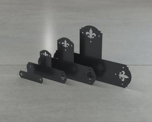 Crowned Fleur De Lis Style T Brackets - Various Sizes - Wood Post Brackets - construction brackets - brackets for post and beam construction - beam supports - post support - timber frame brackets - barndominium brackets - exposed beam brackets