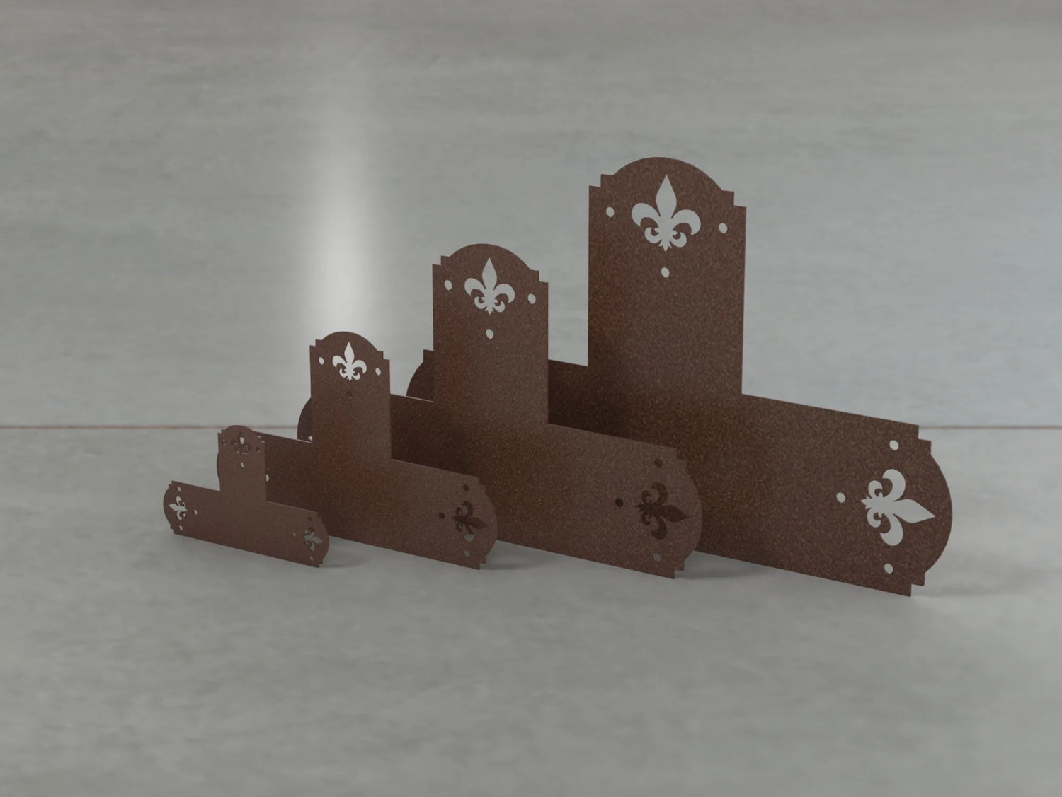 Crowned Fleur De Lis Style T Brackets - Various Sizes - Wood Post Brackets - construction brackets - brackets for post and beam construction - beam supports - post support - timber frame brackets - barndominium brackets - exposed beam brackets