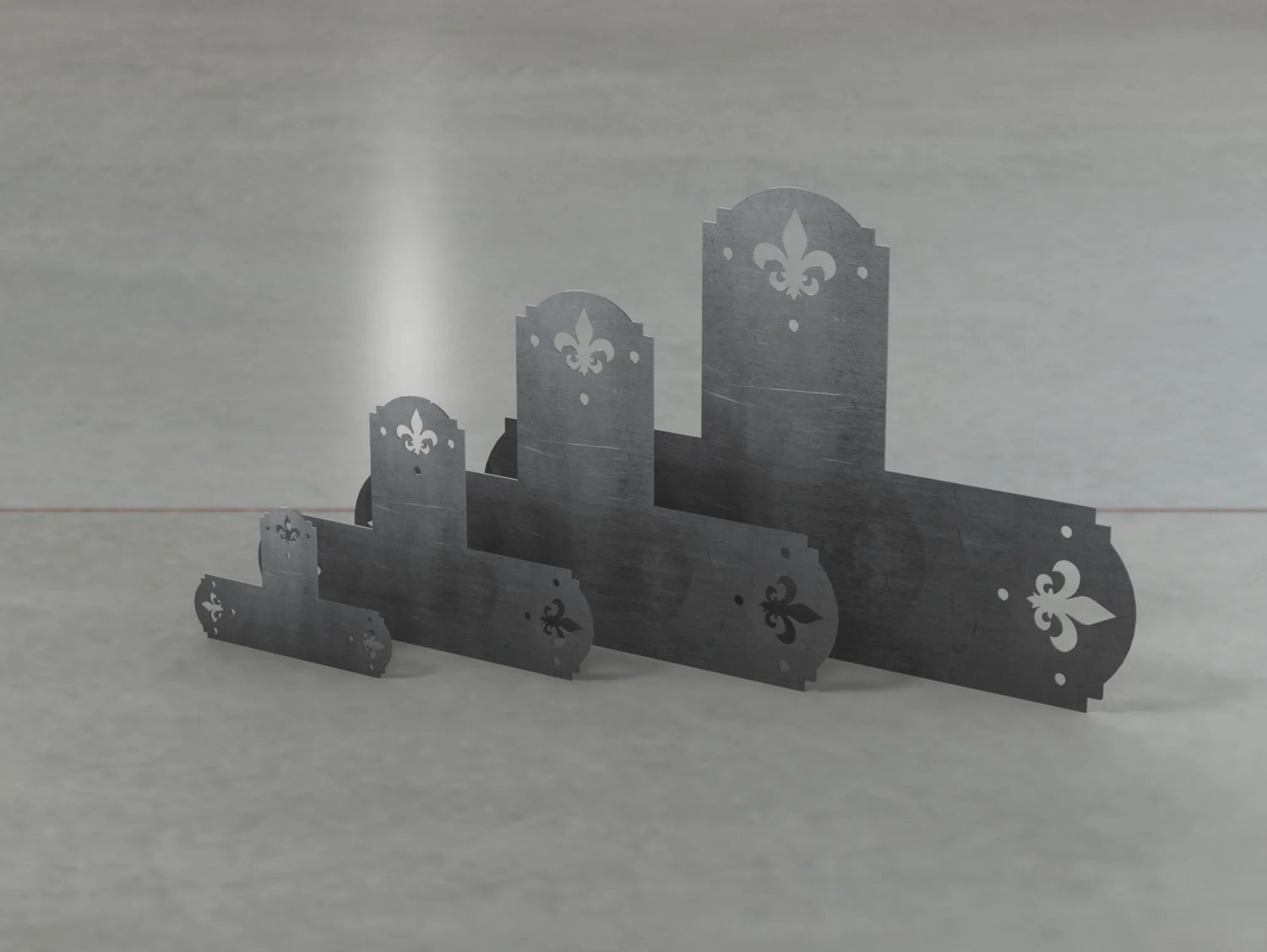 Crowned Fleur De Lis Style T Brackets - Various Sizes - Wood Post Brackets - construction brackets - brackets for post and beam construction - beam supports - post support - timber frame brackets - barndominium brackets - exposed beam brackets