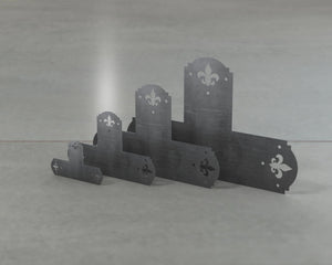 Crowned Fleur De Lis Style T Brackets - Various Sizes - Wood Post Brackets - construction brackets - brackets for post and beam construction - beam supports - post support - timber frame brackets - barndominium brackets - exposed beam brackets