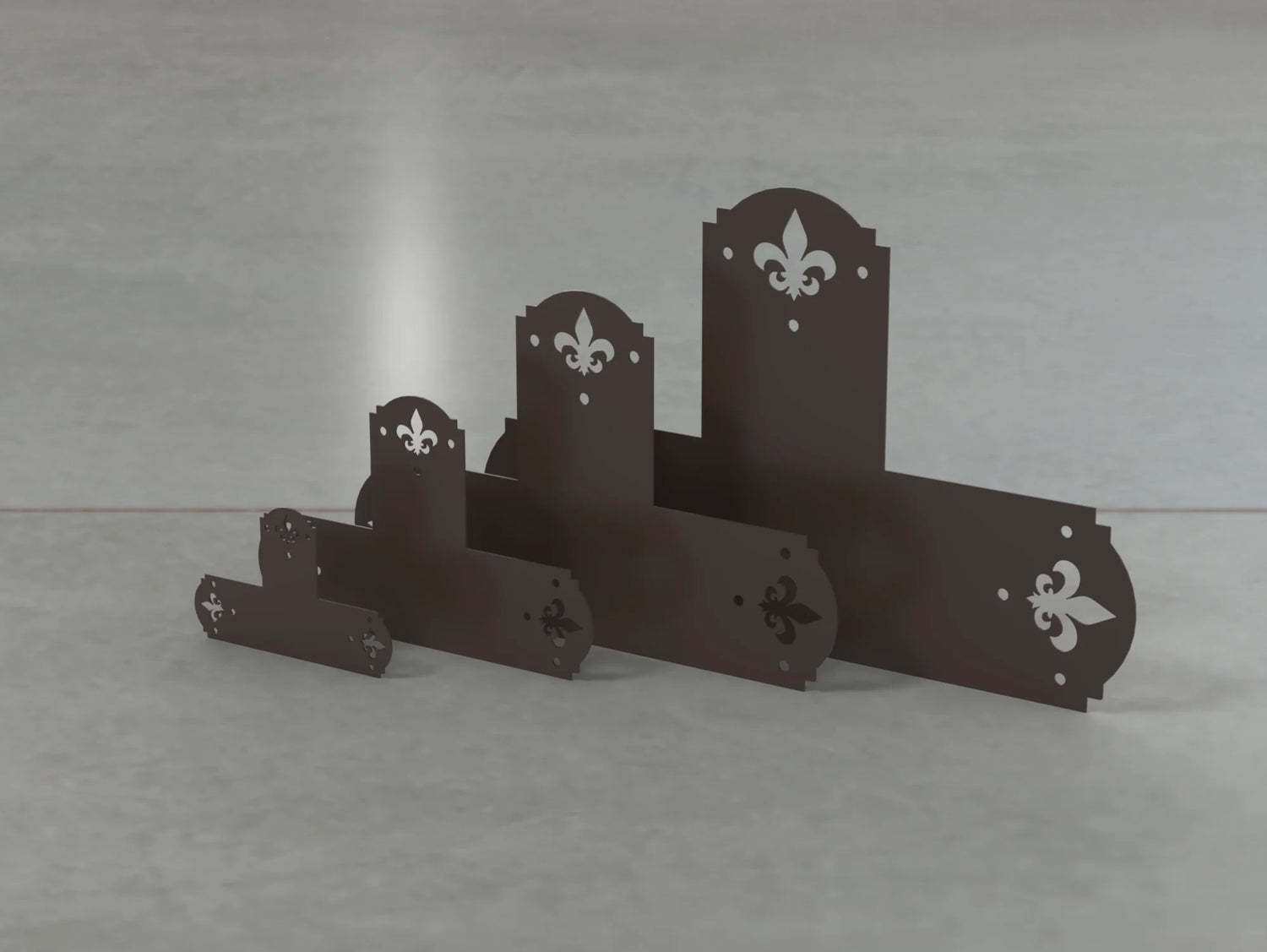 Crowned Fleur De Lis Style T Brackets - Various Sizes - Wood Post Brackets - construction brackets - brackets for post and beam construction - beam supports - post support - timber frame brackets - barndominium brackets - exposed beam brackets