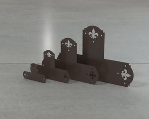 Crowned Fleur De Lis Style T Brackets - Various Sizes - Wood Post Brackets - construction brackets - brackets for post and beam construction - beam supports - post support - timber frame brackets - barndominium brackets - exposed beam brackets