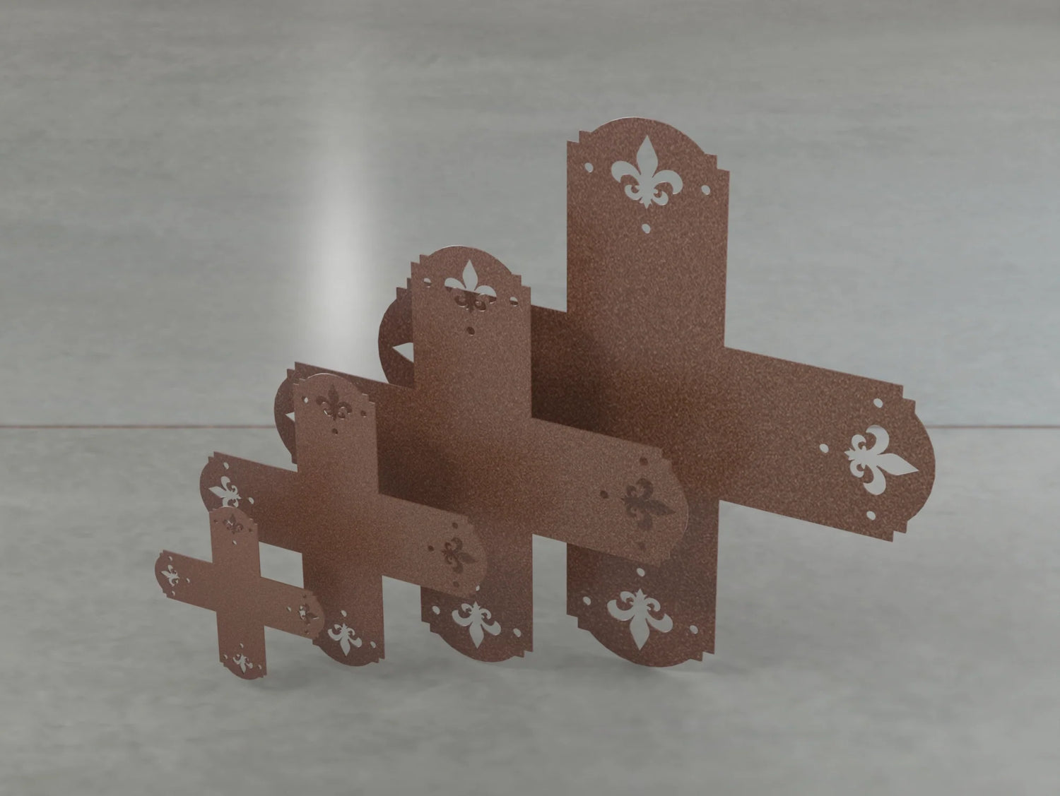 Crowned Fleur De Lis Style X Brackets - Various Sizes - Wood Post Brackets - construction brackets - brackets for post and beam construction - beam supports - post support - timber frame brackets - barndominium brackets - exposed beam brackets